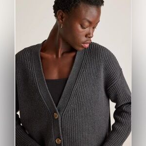Quince cotton boyfriend cardigan. Size small,dark gray